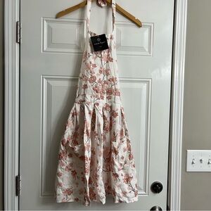 Nanette Lenore Floral Pink Apron Tie Back Pockets NWT